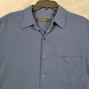 Men's Bugatchi Uomo Blue Button Down Short Sleeve Shirt Size Medium‎ Casual